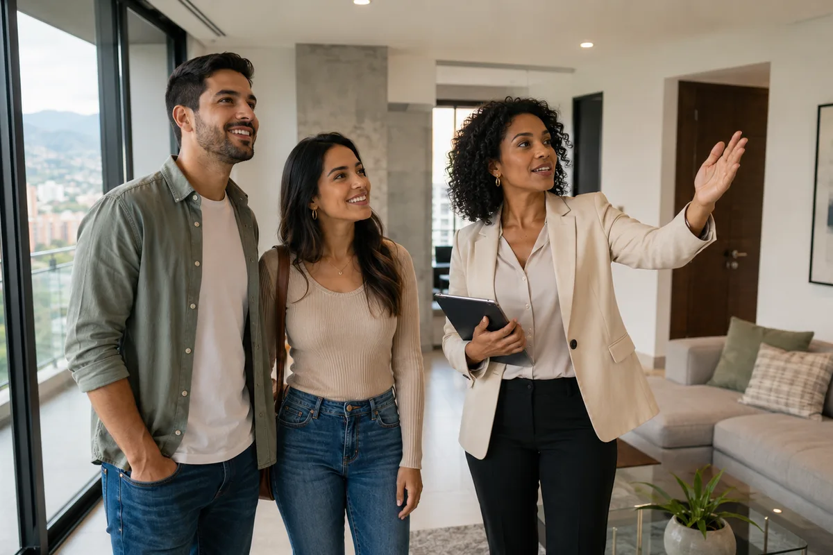 Pareja visitando apartamento en alquiler en Valencia, Venezuela